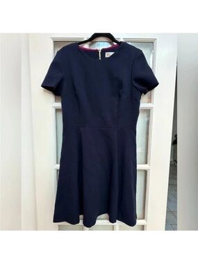 Eliza J | Classic Navy w/ Gold Exposed Zipper Fit & Flare Cocktail Dress Size 12